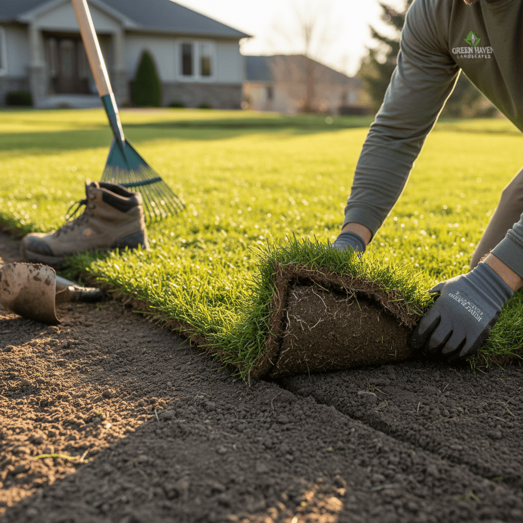 Fresh lawn installation at a Toronto home