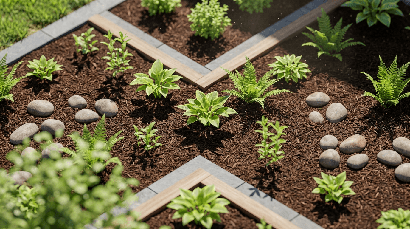 Garden design with perennials and mulch